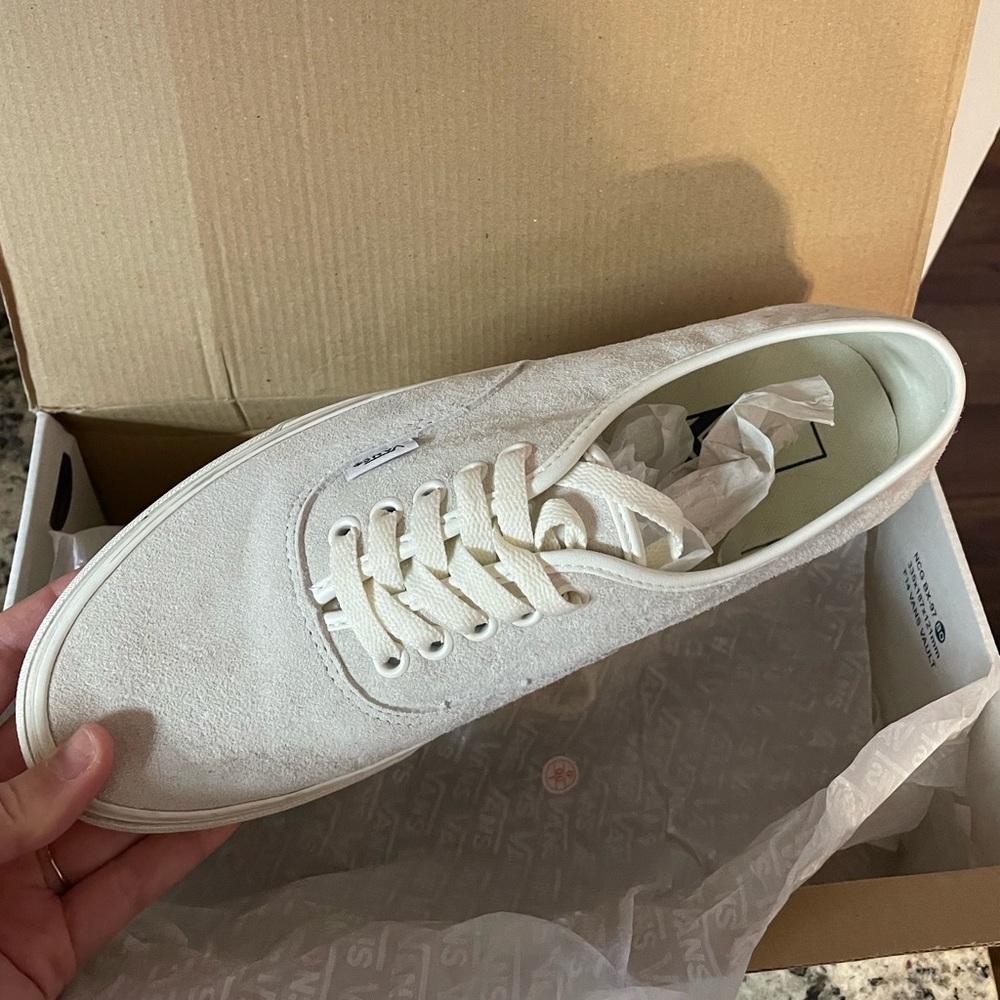 Like-New Light Gray Suede Vans (W10, M8.5)